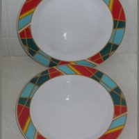   Комплект големи плоски порцеланови чинии за сервиране, снимка 1 - Чинии - 23086974