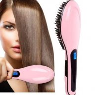 Електрическа четка за изправяне на коса в розов цвят, снимка 1 - Преси за коса - 18343020