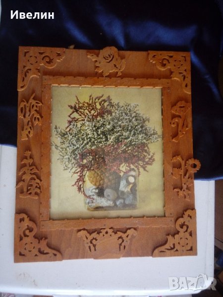 стара ажурна рамка от дърво, снимка 1