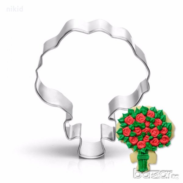 Букет цветя метална форма резец украса бисквитки фондан, снимка 1