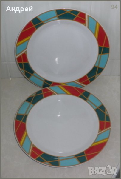   Комплект големи плоски порцеланови чинии за сервиране, снимка 1
