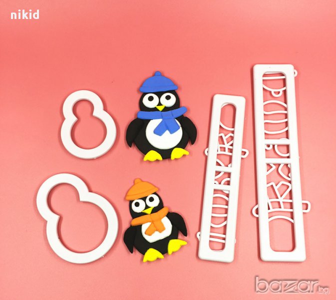 сет пингвин шаблони резци пластмасови за изрязване и направа тесто фондан , снимка 1