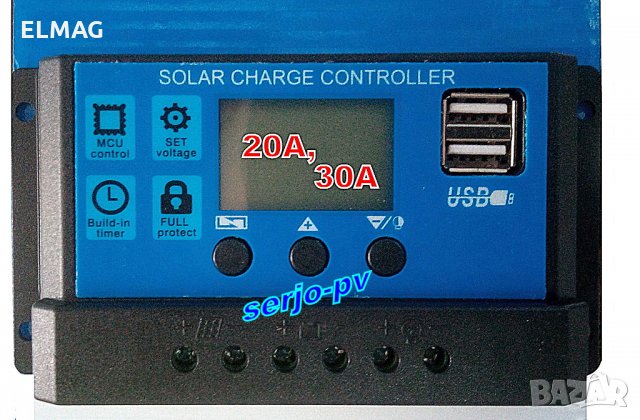 КОНТРОЛЕРИ за ФОТОВОЛТАИЧИ ПАНЕЛИ  10А ;  20А и 30А  12V/24V, снимка 2 - Друга електроника - 22620496