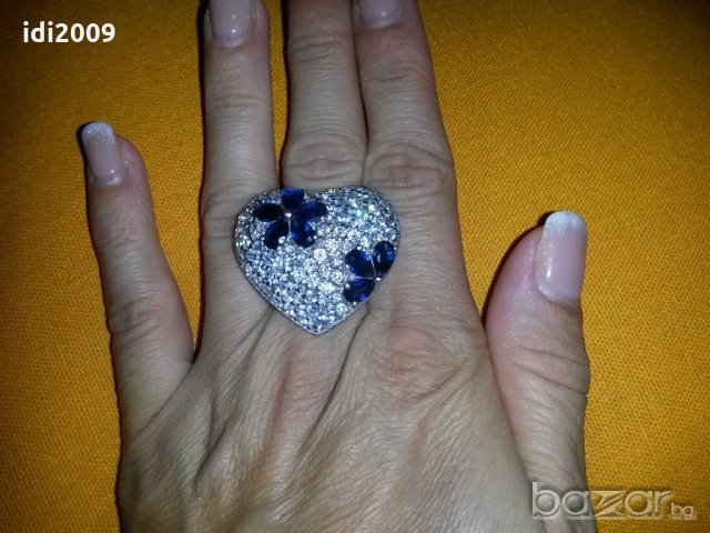 Сребърен масивен пръстен -сърце, снимка 3 - Пръстени - 19212487