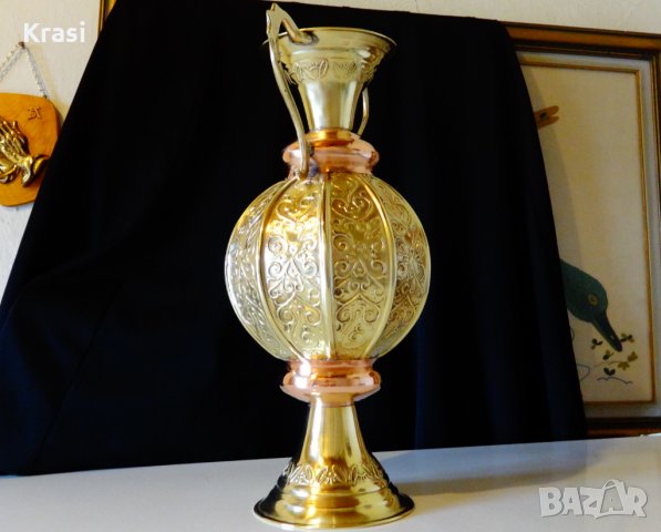 Медна ваза,медна кана,амфора 1.6 кг., снимка 2 - Антикварни и старинни предмети - 24713257