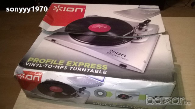 Ion-profile express-vinyl to mp3 turnable-в кашон-внос англия, снимка 2 - Ресийвъри, усилватели, смесителни пултове - 16846216