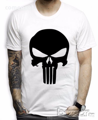 NEW! Мъжка тениска THE PUNISHER със SKULL принт! Поръчай модел С Твоя Снимка или идея!