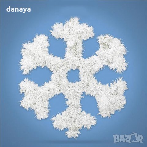 Голяма бяла снежинка от гирлянд коледна украса за стена 32см, снимка 4 - Декорация за дома - 23259151