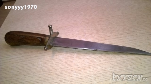 Стар нож индия-30см-дърво/метал/месинг-внос швеицария, снимка 3 - Ножове - 17807533