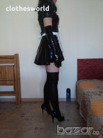 Уникална лачена рокля прислужница, камериерка с аксесоари, снимка 4 - Рокли - 13868367