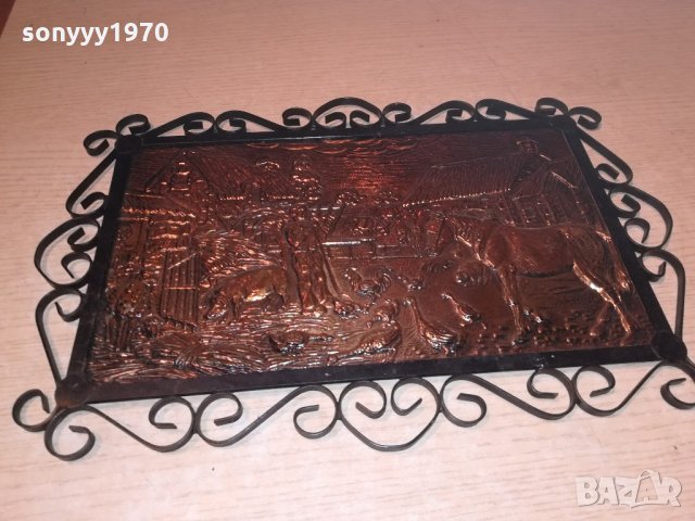 релефна картина мед/месинг-ковано желязо-внос швеицария, снимка 8 - Колекции - 21508436