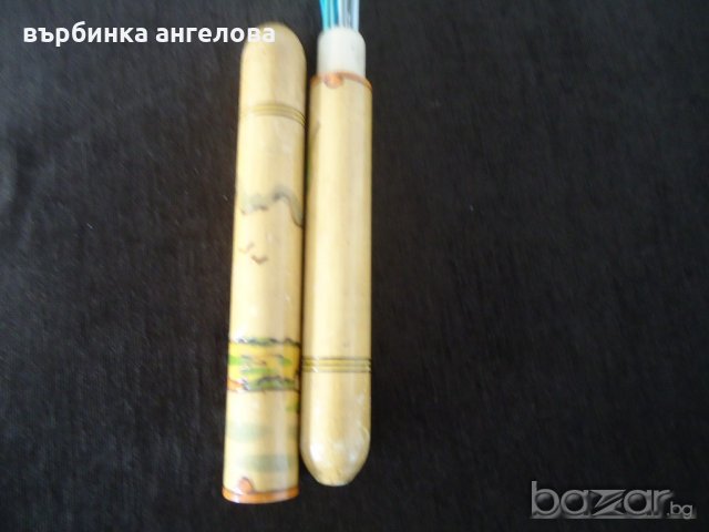 Стар Дървен калъф рисуван с пирограф за игли за плетене(куки), снимка 3 - Други стоки за дома - 20715874