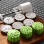 6 вида лунни сладки кръгли и нота пластмасови форми с бутало за релефни сладки тесто фондан