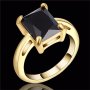 Пръстен №54 с Черен сапфир, позлатен, снимка 2
