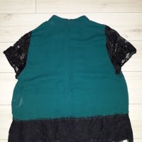 Зелена дамска блуза с къс дантелен ръкав марка BSB Collection , снимка 2 - Тениски - 23808443