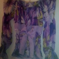 Красива блуза на цветя в лилаво с дълъг ръкав., снимка 1 - Ризи - 11338449