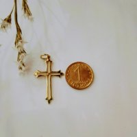 Продаден! златен кръст -троица- 1.00 грама / 14 карата, снимка 4 - Колиета, медальони, синджири - 13309161