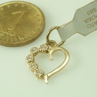 златен медальон сърце С ЦИРКОНИ- 0.60 грама, снимка 4 - Колиета, медальони, синджири - 17282847