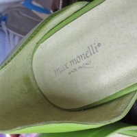 зелени дамски обувки MAX Monelli original,N- 38- 39,100% естествена кожа отвън и отвътре, снимка 16 - Дамски обувки на ток - 19283054
