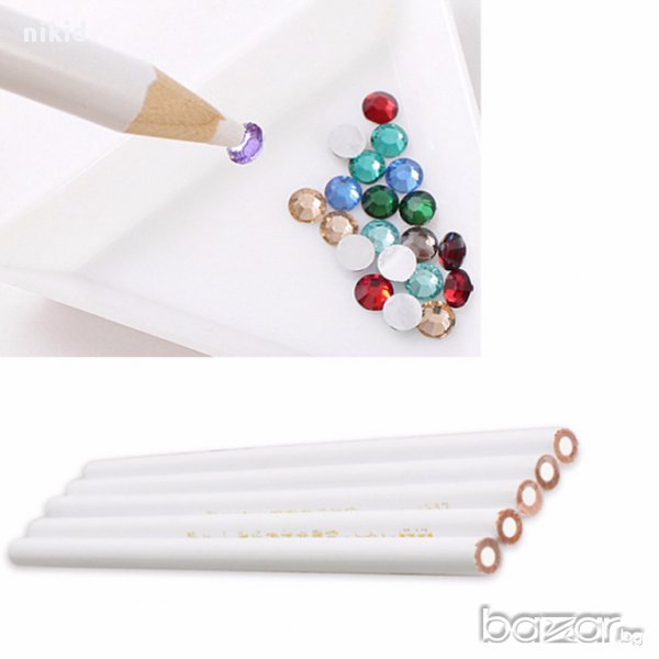 Восъчен молив за маникюр нокти декорация диамантчета мъниста пайети капси камъчета, снимка 1