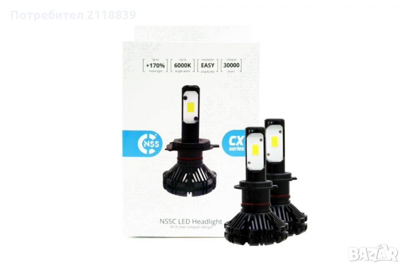 LED Светодиоднни Крушки NSSC за фар от серия HEADLIGHT CX Н7 6-18V 2бр., снимка 1