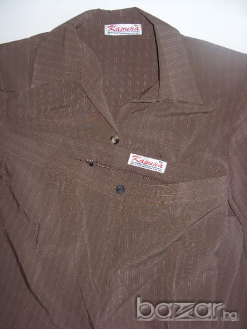 Карина дамски летен костюм сако с къс ръкав и панталон кафеви, снимка 2 - Сака - 16237971