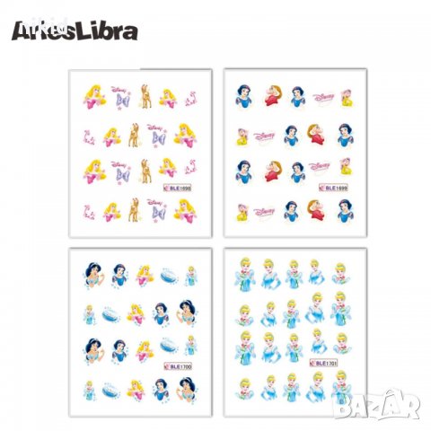 сет принцеси 11 листа татос слайдер ваденки водни стикери за нокти, снимка 2 - Други - 22500943