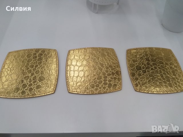 3бр. Подложки от златиста еко кожа, снимка 3 - Други - 23657569