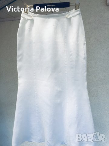 Бяла дълга ленена пола REVANCHE IN FASHION , снимка 1 - Поли - 25798097