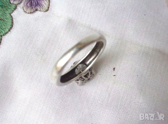 Старинен Сребърен Пръстен с Голям Първокачествен циркон, снимка 6 - Пръстени - 24796317