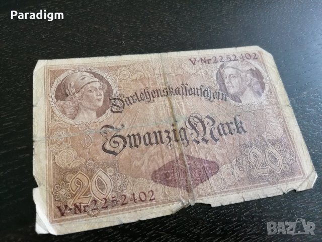Райх банкнотa - Германия - 20 марки | 1914г., снимка 2 - Нумизматика и бонистика - 25621645