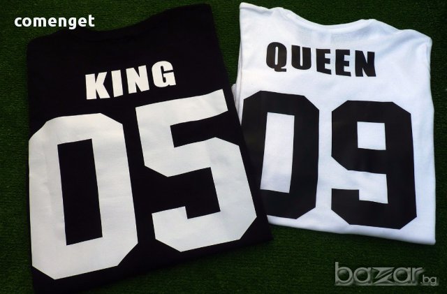 За ВЛЮБЕНИ! KING & QUEEN LOVE тениски с номер по ТВОЙ ИЗБОР! Поръчай модел с твоя ИДЕЯ!, снимка 4 - Тениски - 15058871
