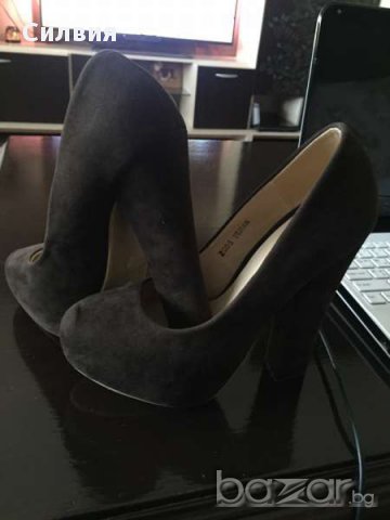 Кафяви велурени обувки, снимка 5 - Дамски обувки на ток - 17729200