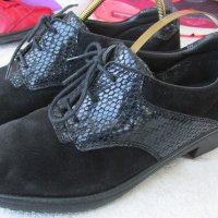 КАТО НОВИ дамски обувки 37 - 38 original ROHDE®, 100% естествен набук + естествена змийска кожа, снимка 5 - Дамски ежедневни обувки - 19913888
