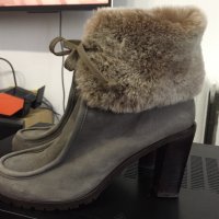 Дизайнерски кожени ботуши Filippa K Lauren Fur Bootie, снимка 3 - Дамски ботуши - 23799816