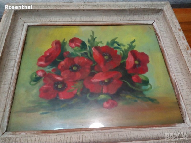 Стара картина в рамка - МАКОВЕ, снимка 1