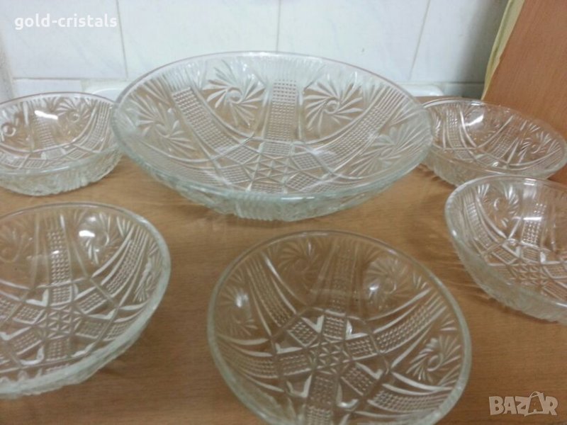 стари стъклени купички и купа , снимка 1