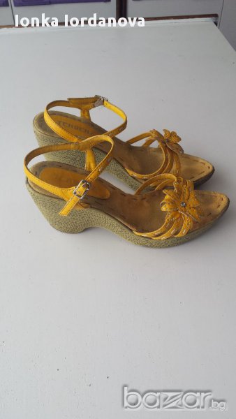 Жълти сандали на платформа, номер 39, снимка 1