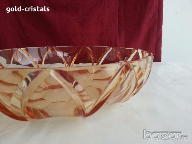 стара  кристална купа цветен кристал, снимка 6 - Антикварни и старинни предмети - 20026577