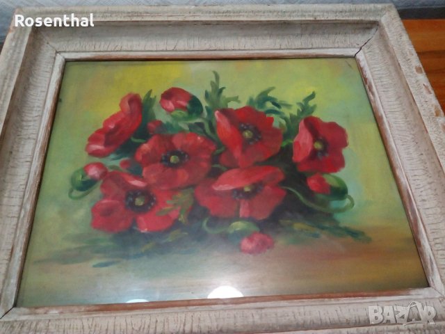 Стара картина в рамка - МАКОВЕ, снимка 1