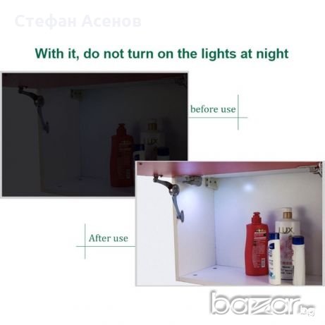 LED осветление (лампа) за монтиране върху панта на шкаф и други мебели , снимка 4 - Гардероби - 21413405