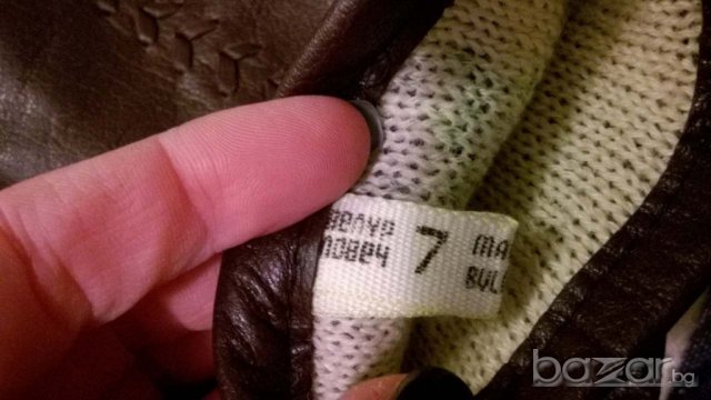 кафяви дамски ръкавици ест. кожа, снимка 3 - Шапки - 20355515