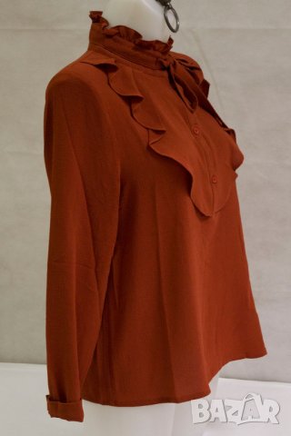 Дамска блуза цвят керемида марка Fever City - L, снимка 3 - Блузи с дълъг ръкав и пуловери - 23165827