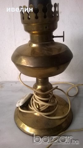 стара нощна лампа от месинг, снимка 2 - Настолни лампи - 18194804