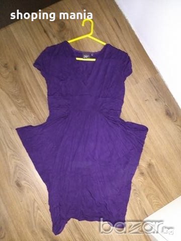 жестока лилава рокля с големи джобове м/л, снимка 4 - Рокли - 19528564