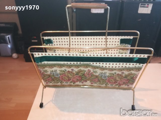 поставка за вестници-в златисто-метал и плат-внос швеицария, снимка 5 - Антикварни и старинни предмети - 21151180