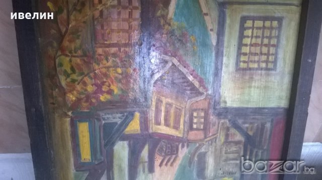 стара картина-градски пейзаж, снимка 4 - Картини - 18470398