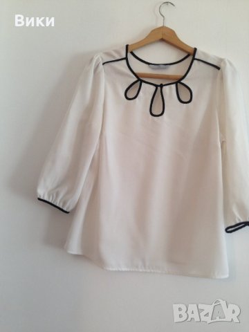 Блуза \ риза в бяло и черно, снимка 5 - Блузи с дълъг ръкав и пуловери - 23684910