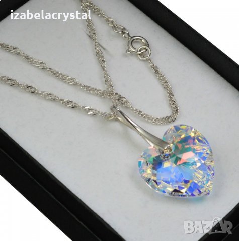 Комплект,Обеци,Колиета Сваровски "сърце" SWAROVSKI® Всички цветове, снимка 12 - Бижутерийни комплекти - 24360397