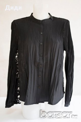 Черна дамска риза с дантелен гръб Diego Reiga, снимка 4 - Ризи - 15457872